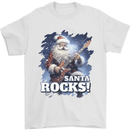 Santa Rocks Christmas Guitar Music Heavy Metal Mens T-Shirt 100% Cotton White