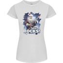 Santa Rocks Christmas Guitar Music Heavy Metal Womens Petite Cut T-Shirt White