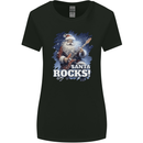 Santa Rocks Christmas Guitar Music Heavy Metal Womens Wider Cut T-Shirt Black