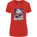 Santa Rocks Christmas Guitar Music Heavy Metal Womens Wider Cut T-Shirt Red