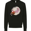Santa Sleigh Pulled by Christmas Pigs Funny Xmas Kids Sweatshirt Jumper Black