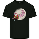 Santa Sleigh Pulled by Christmas Pigs Funny Xmas Mens Cotton T-Shirt Tee Top Black