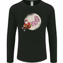 Santa Sleigh Pulled by Christmas Pigs Funny Xmas Mens Long Sleeve T-Shirt Black