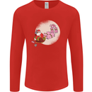 Santa Sleigh Pulled by Christmas Pigs Funny Xmas Mens Long Sleeve T-Shirt Red