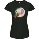 Santa Sleigh Pulled by Christmas Pigs Funny Xmas Womens Petite Cut T-Shirt Black