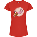 Santa Sleigh Pulled by Christmas Pigs Funny Xmas Womens Petite Cut T-Shirt Red