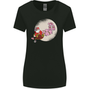 Santa Sleigh Pulled by Christmas Pigs Funny Xmas Womens Wider Cut T-Shirt Black