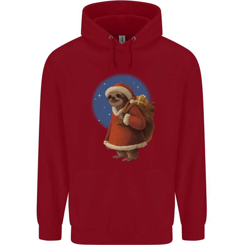 Santa Sloth Funny Christmas Xmas Childrens Kids Hoodie Red