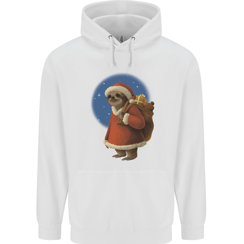 Santa Sloth Funny Christmas Xmas Childrens Kids Hoodie White