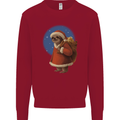 Santa Sloth Funny Christmas Xmas Kids Sweatshirt Jumper Red
