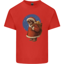 Santa Sloth Funny Christmas Xmas Mens Cotton T-Shirt Tee Top Red