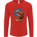 Santa Sloth Funny Christmas Xmas Mens Long Sleeve T-Shirt Red