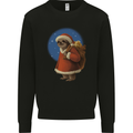 Santa Sloth Funny Christmas Xmas Mens Sweatshirt Jumper Black