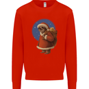 Santa Sloth Funny Christmas Xmas Mens Sweatshirt Jumper Bright Red