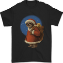 Santa Sloth Funny Christmas Xmas Mens T-Shirt 100% Cotton Black