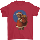 Santa Sloth Funny Christmas Xmas Mens T-Shirt 100% Cotton Red
