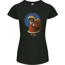 Santa Sloth Funny Christmas Xmas Womens Petite Cut T-Shirt Black