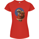 Santa Sloth Funny Christmas Xmas Womens Petite Cut T-Shirt Red