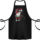 Santa With a Puppy Dog Christmas Xmas Cotton Apron 100% Organic Black