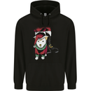 Santa With a Puppy Dog Christmas Xmas Mens 80% Cotton Hoodie Black
