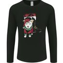 Santa With a Puppy Dog Christmas Xmas Mens Long Sleeve T-Shirt Black