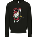 Santa With a Puppy Dog Christmas Xmas Mens Sweatshirt Jumper Black