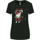Santa With a Puppy Dog Christmas Xmas Womens Wider Cut T-Shirt Black