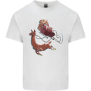 Santa & Llama Funny Christmas Sleigh Xmas Kids T-Shirt Childrens White