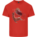 Santa & Llama Funny Christmas Sleigh Xmas Mens Cotton T-Shirt Tee Top Red