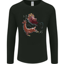 Santa & Llama Funny Christmas Sleigh Xmas Mens Long Sleeve T-Shirt Black