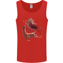 Santa & Llama Funny Christmas Sleigh Xmas Mens Vest Tank Top Red