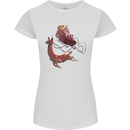 Santa & Llama Funny Christmas Sleigh Xmas Womens Petite Cut T-Shirt White