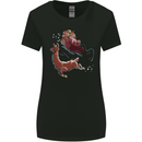 Santa & Llama Funny Christmas Sleigh Xmas Womens Wider Cut T-Shirt Black