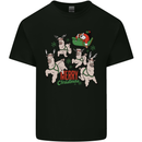 Santa & Llama Sleigh Funny Christmas Xmas Mens Cotton T-Shirt Tee Top Black