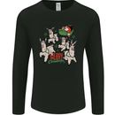 Santa & Llama Sleigh Funny Christmas Xmas Mens Long Sleeve T-Shirt Black