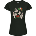 Santa & Llama Sleigh Funny Christmas Xmas Womens Petite Cut T-Shirt Black