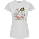Santa & Llama Sleigh Funny Christmas Xmas Womens Petite Cut T-Shirt White