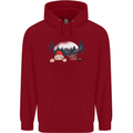 Santa & Rudolf Peeking Funny Christmas Xmas Childrens Kids Hoodie Red