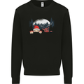 Santa & Rudolf Peeking Funny Christmas Xmas Kids Sweatshirt Jumper Black