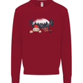 Santa & Rudolf Peeking Funny Christmas Xmas Kids Sweatshirt Jumper Red