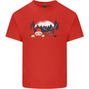 Santa & Rudolf Peeking Funny Christmas Xmas Kids T-Shirt Childrens Red