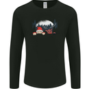 Santa & Rudolf Peeking Funny Christmas Xmas Mens Long Sleeve T-Shirt Black