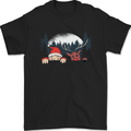 Santa & Rudolf Peeking Funny Christmas Xmas Mens T-Shirt 100% Cotton Black