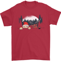 Santa & Rudolf Peeking Funny Christmas Xmas Mens T-Shirt 100% Cotton Red