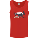 Santa & Rudolf Peeking Funny Christmas Xmas Mens Vest Tank Top Red