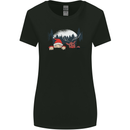 Santa & Rudolf Peeking Funny Christmas Xmas Womens Wider Cut T-Shirt Black