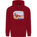 Santa at the Beach Christmas Summer Xmas Holiday Childrens Kids Hoodie Red