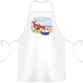 Santa at the Beach Christmas Summer Xmas Holiday Cotton Apron 100% Organic White