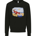 Santa at the Beach Christmas Summer Xmas Holiday Kids Sweatshirt Jumper Black