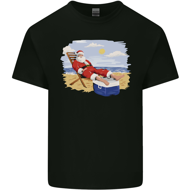 Santa at the Beach Christmas Summer Xmas Holiday Kids T-Shirt Childrens Black